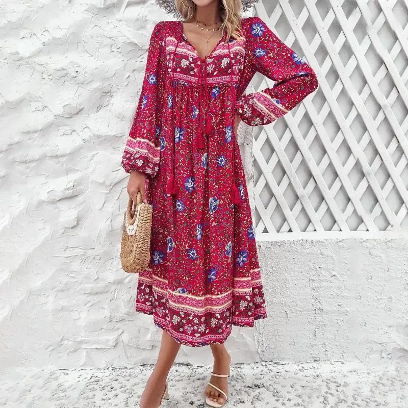 cotton bohemian dresses Floral Hand Block Print Halter Maxi Dress | Bohemian Cotton Dress