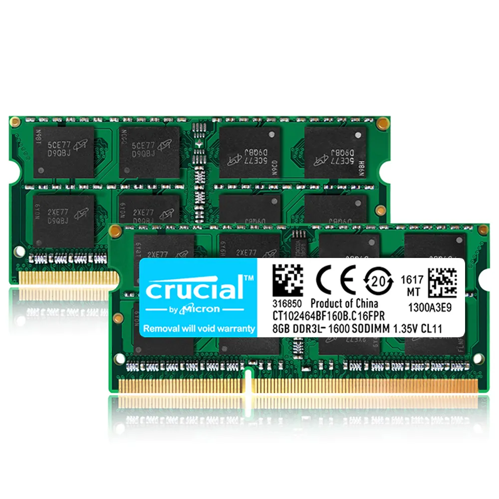 Barrette De RAM DDR3L SODIMM 4GB Ou 8GB 1066MHz PC3L-8500 1.35V Pour PC Portable - Crucial