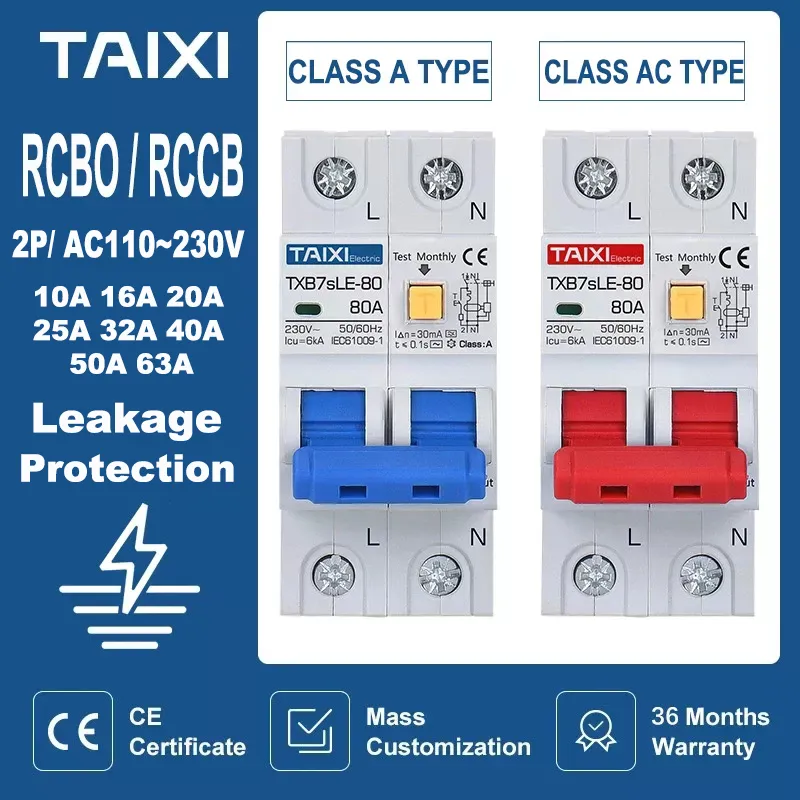 AC380V MCB Leakage Protector RCBO Overload Short Circuit Protection 4P 30ma Residual Current Circuit Breaker Switch Rccb Rcd 63a I.615190079