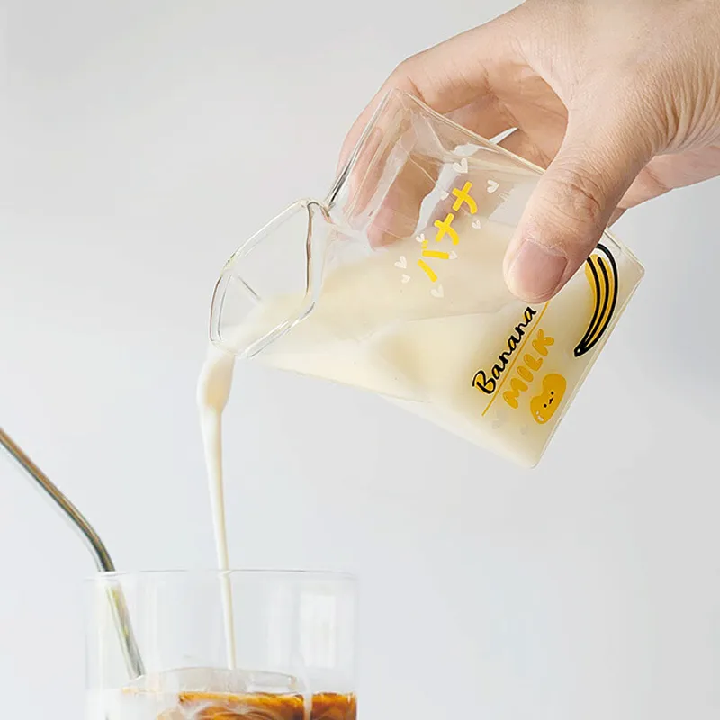 Suuyar Kawaii Square Milk Carton Glass Cup Cute Strawberry Creative Breakfast Cup For Home - View #7