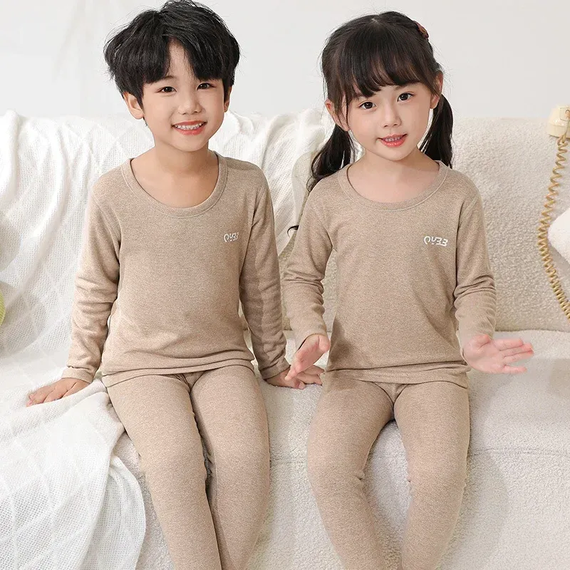 Kids Fleece-Lined Thermal Pajama Set - Warm Long Sleeve Loungewear For Boys & Girls