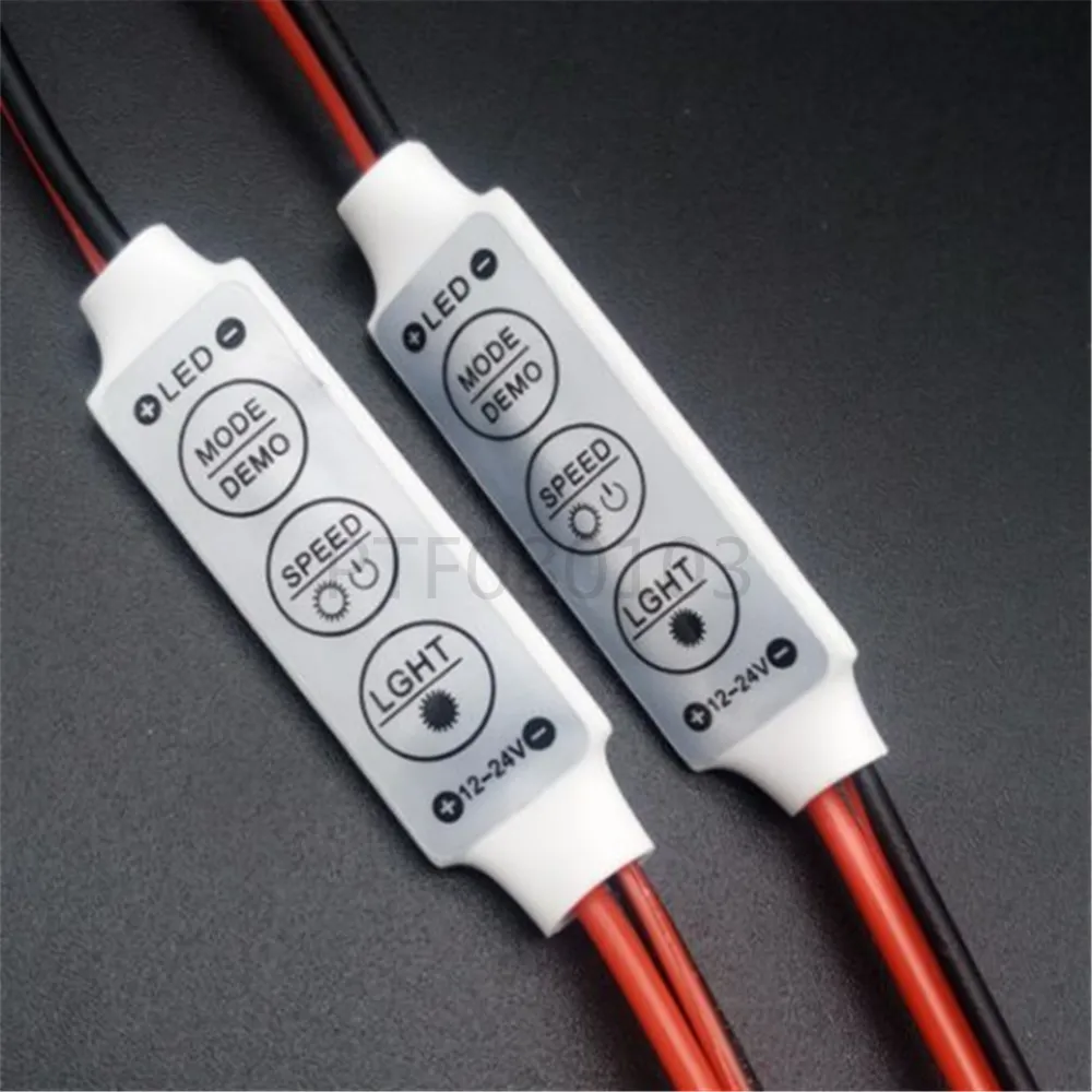 Led Strip Controller 3 Key DC12V/24V 3-Key LED Strip Light Controller Mini Dimmer with 6A Output ...