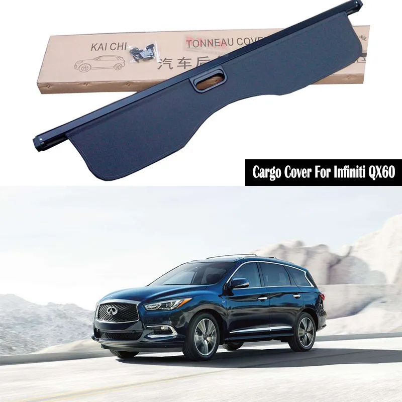 Rear Trunk Cargo Shade Cover – For Infiniti QX60 2014-2025 (also JX35 2013) – Black Nylon, Elastic, Retractable – EAccessoriesUsa