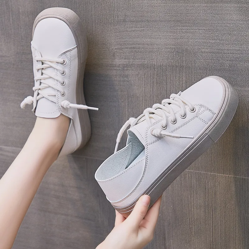 Chaussures De Tennis En Cuir Blanc: Baskets À Lacets Pour Sports