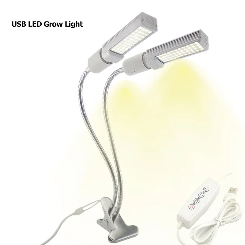 Dual LED Full Spectrum E27 Plant Grow Light Bulb with Timer USB Power ...