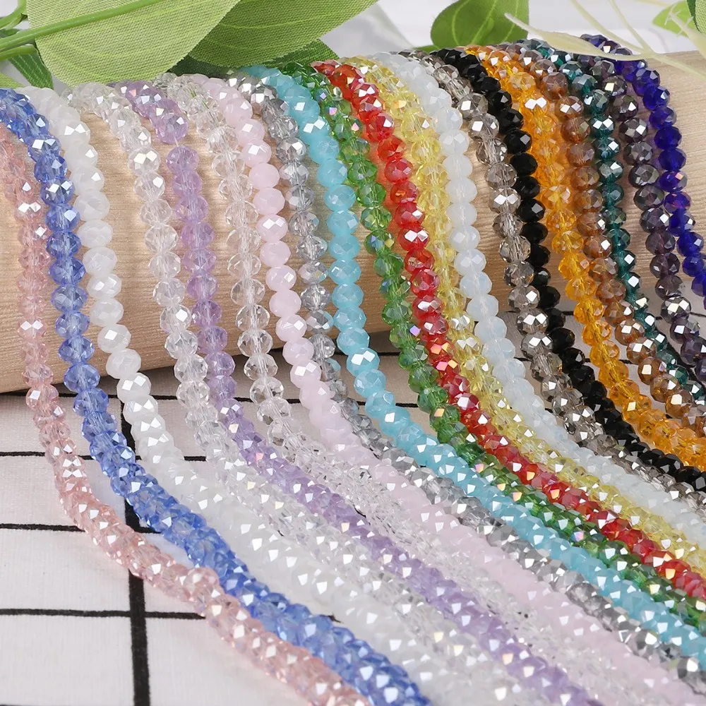 Faceted 5x8mm Multicolor Crystal Rondelle Bead Elastic Bracelet – 7.5" Stretch Bracelet, Handmade