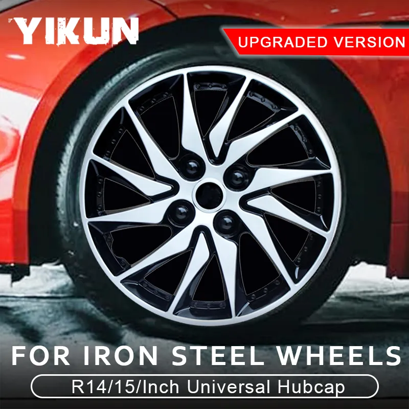 GTX 14 Inch Wheel Trims Hub Caps – Full Set Of 4, Silver Carbon, Car Wash Safe