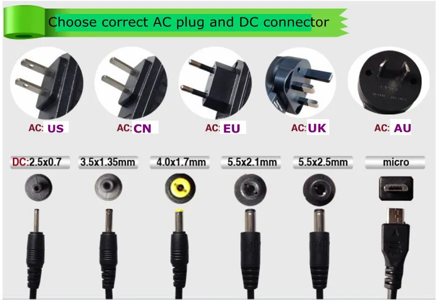 15V 1A AC to DC Power Adapter Charger 100V-240V Input with EU US Plug ...