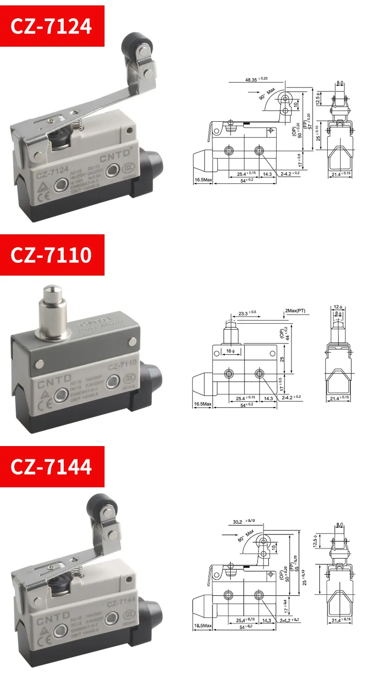 CNTD CZ Series Travel Limit Switch AZ TZ - 1NO1NC,