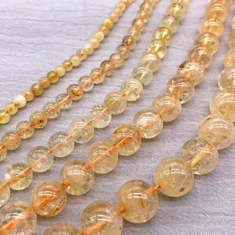 Save Big on Bulk Natural Citrine Beads Natural Stone Beads Jewelry Making:  Yellow Citrine Round Loose Gemstone Beads For DIY Bracelet Necklace
