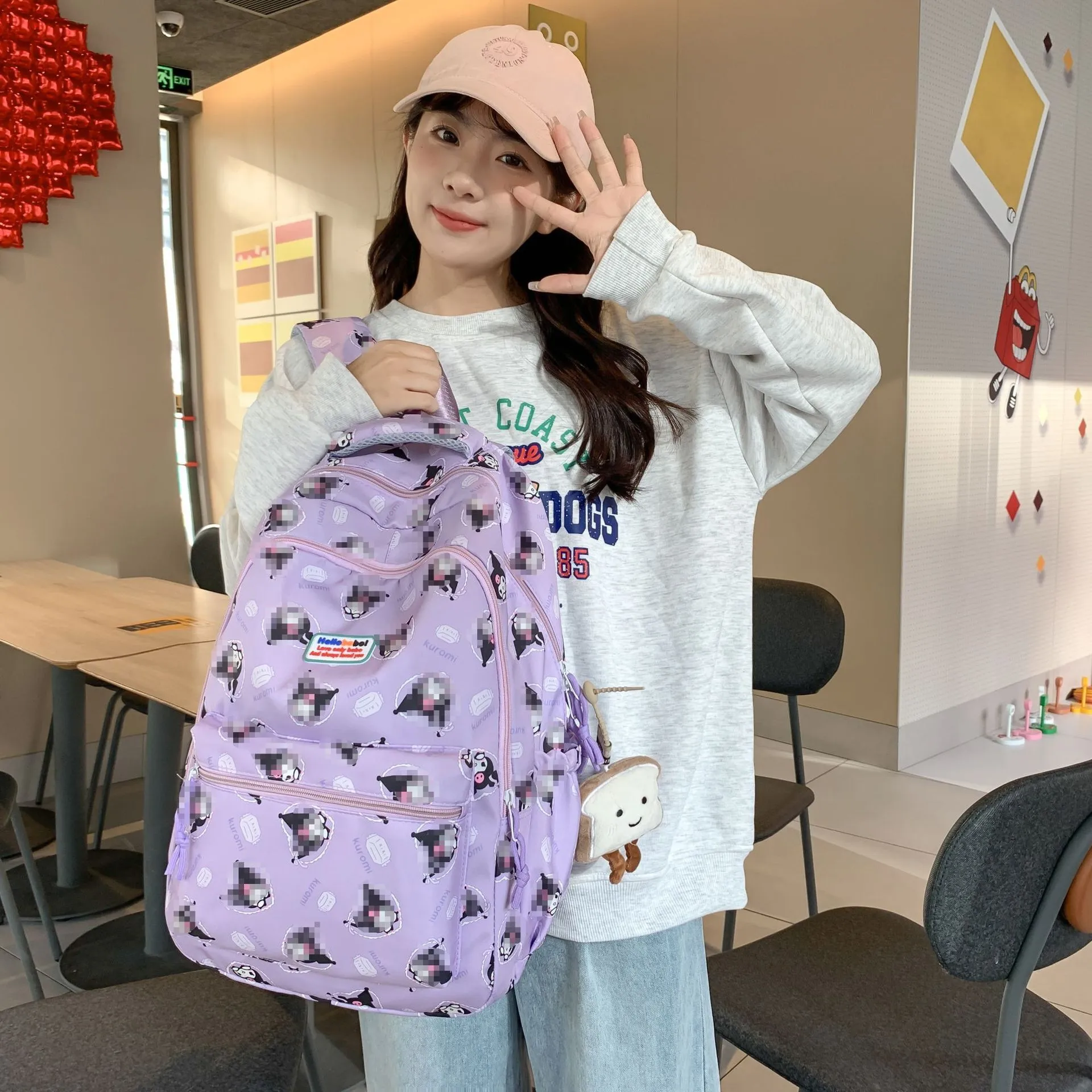 2024 New Kuromi School Bag Casual For Female College Students High