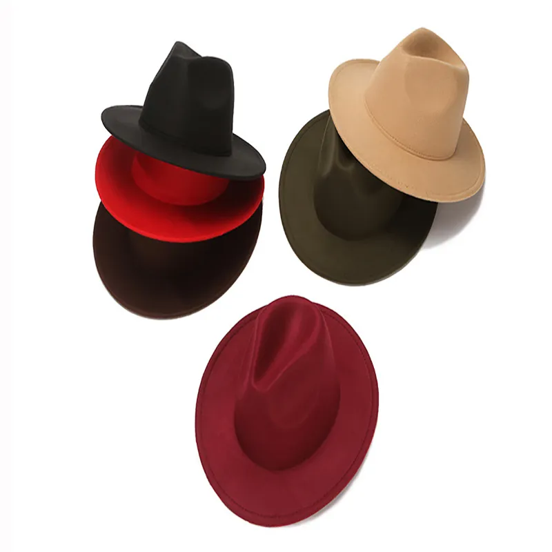 Wide Brim Panama Hat Mens Classic Wool Fedora Hat British Style