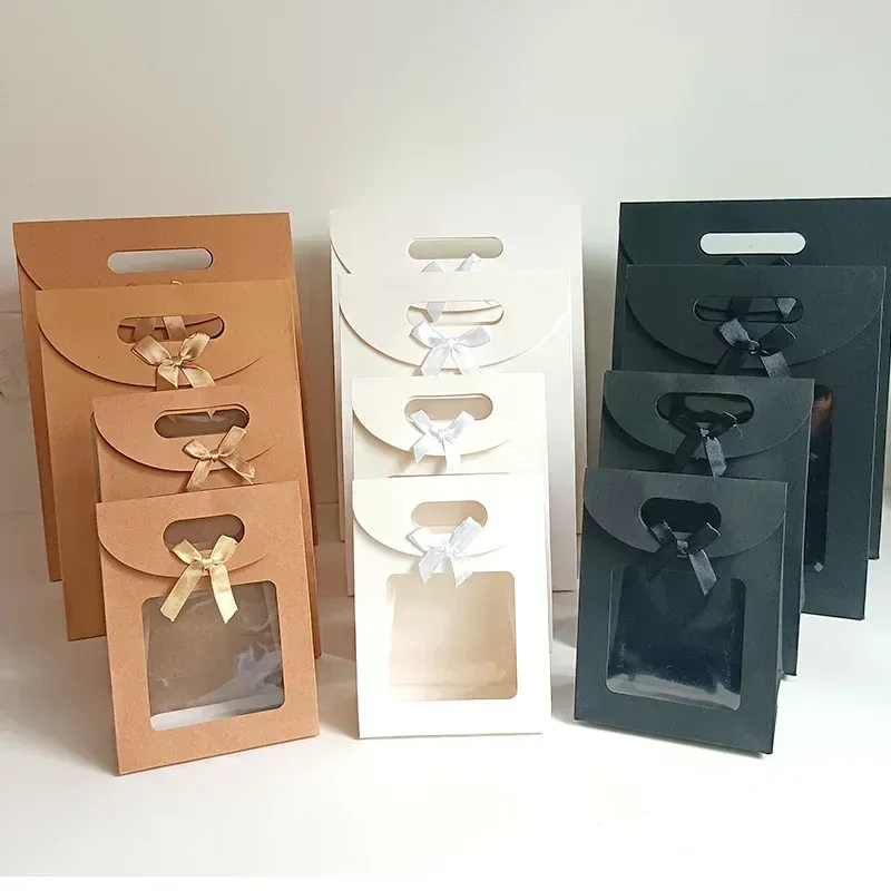 24 Pcs Wine Bottles Gift Bags With Clear Window And Handles For Birthday Wedding