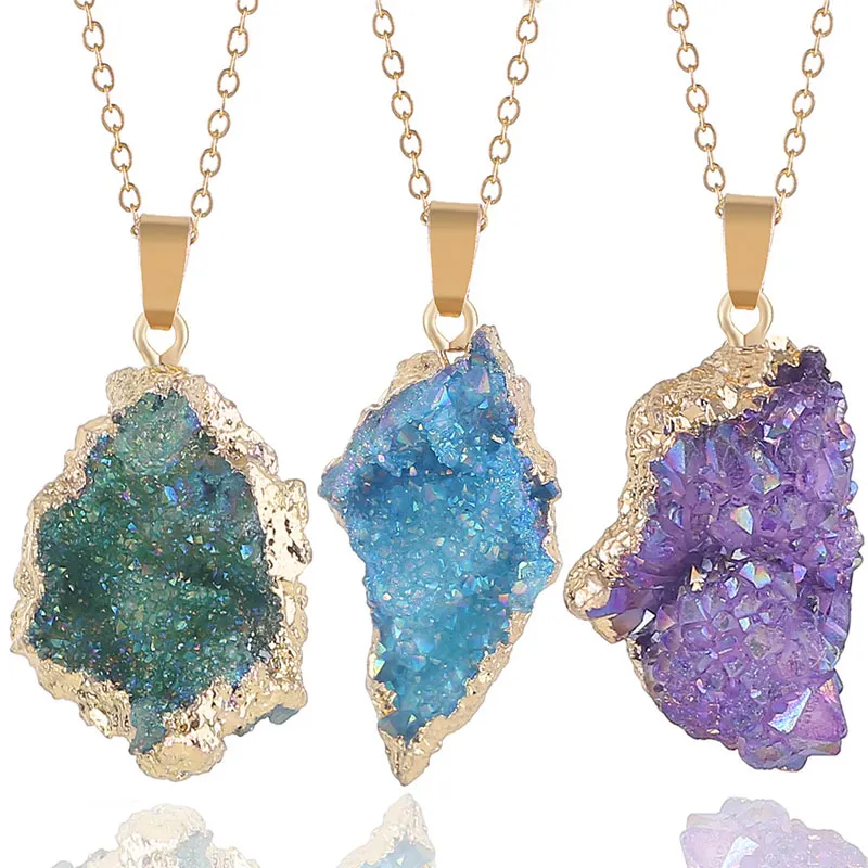 Rainbow Fluorite Crystal Hexagonal Point Pendant Healing