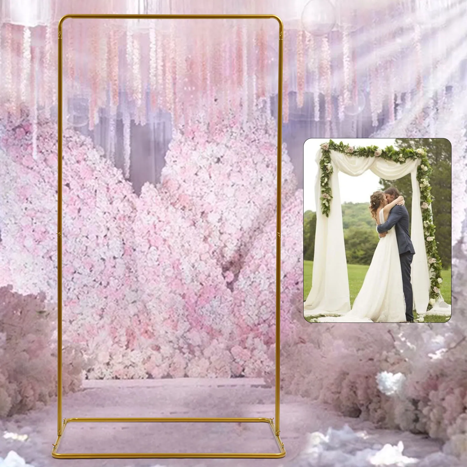 DHgate.com:2-Pack Gold Metal Wedding Arch Stand | Elegant Welcome Sign ...