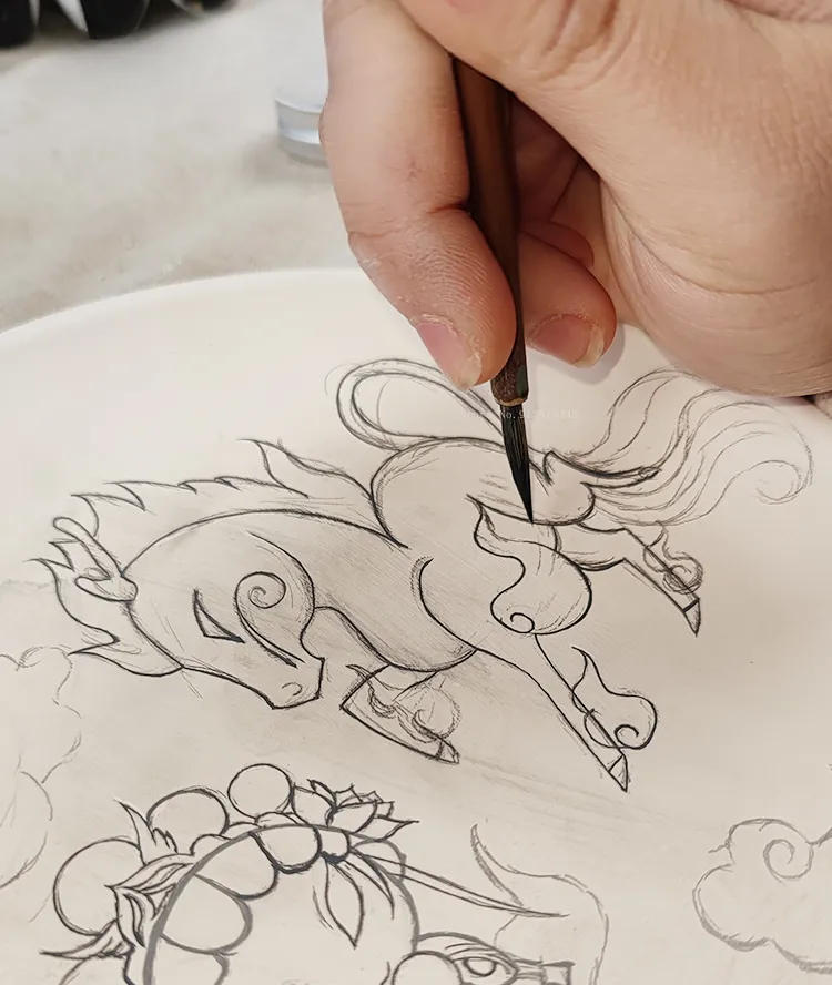Small Blue and White Ceramic Drawing Pen for Students, Children ...