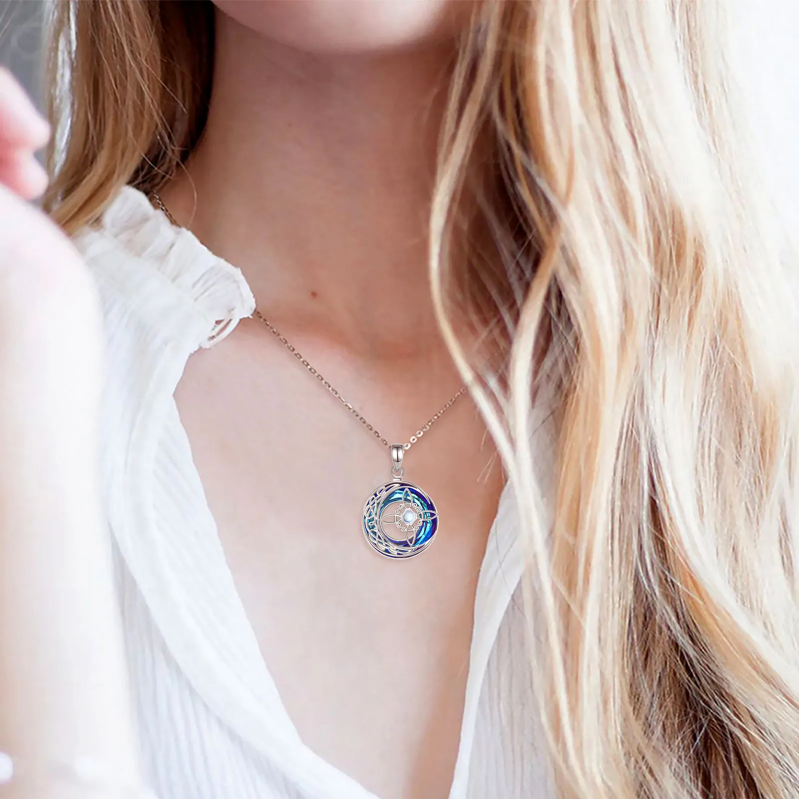 EUDORA Harmony Ball 925 Zilveren Drievoudige Maan Godin Ketting voor EUDORA Harmony Ball 925 Zilveren Drievoudige Maan Godin Ketting voor