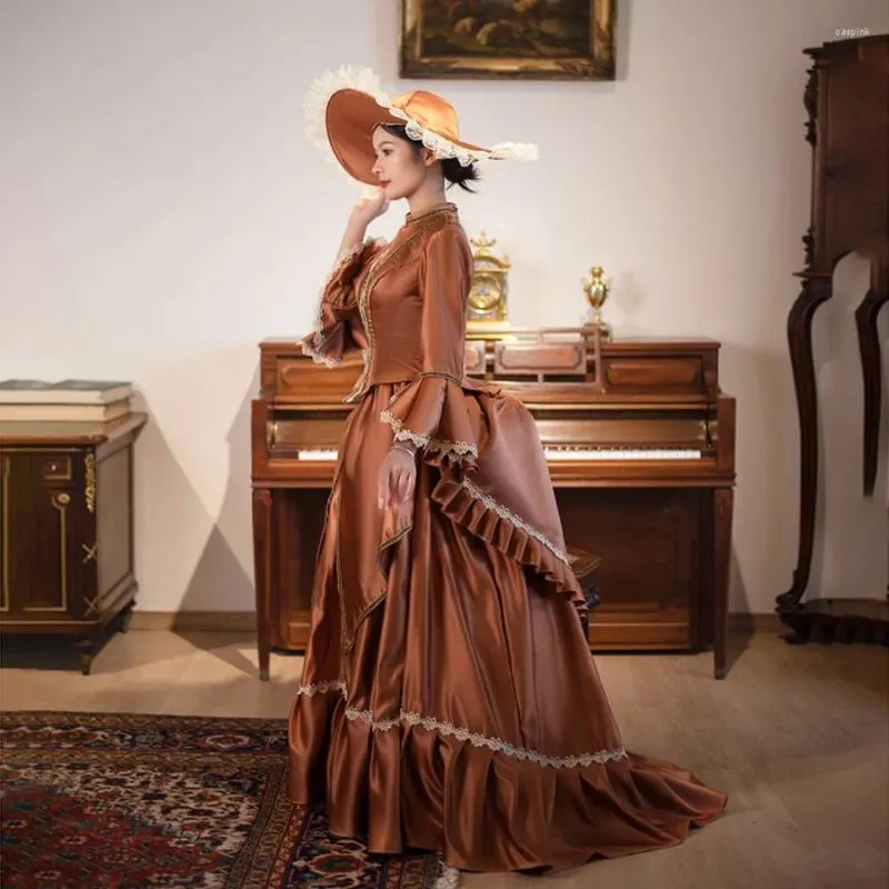 Brown Victorian Bustle Ball Gown Dress for Women, Floor-Length Polyester  with Lace Decoration and Turtleneck Collar from Dhgate Basic & Casual  Dresses - price 201.75