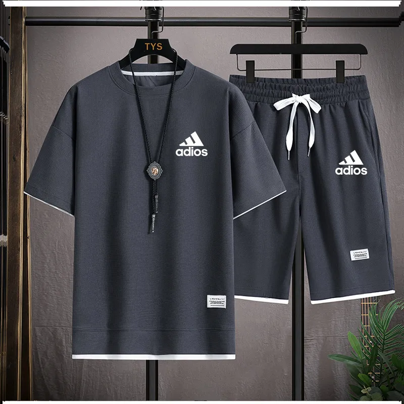 Mens Casual Sportswear T Shirt And T Shirt And Shorts Set