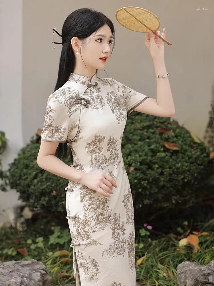 satin asian print dress Amazon.com: Sexy Brocade Satin Long Fork Chinese Classic Women' Elegant  Short Sleeve Novelty Wedding Evening Dress s1 Black XS : Clothing, Shoes &  Jewelry