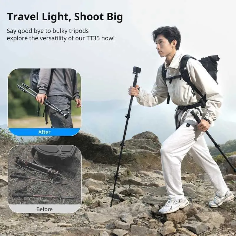 Ulanzi TT35 Hiking Stick Lightweight Camera Tripod Kit Quick 