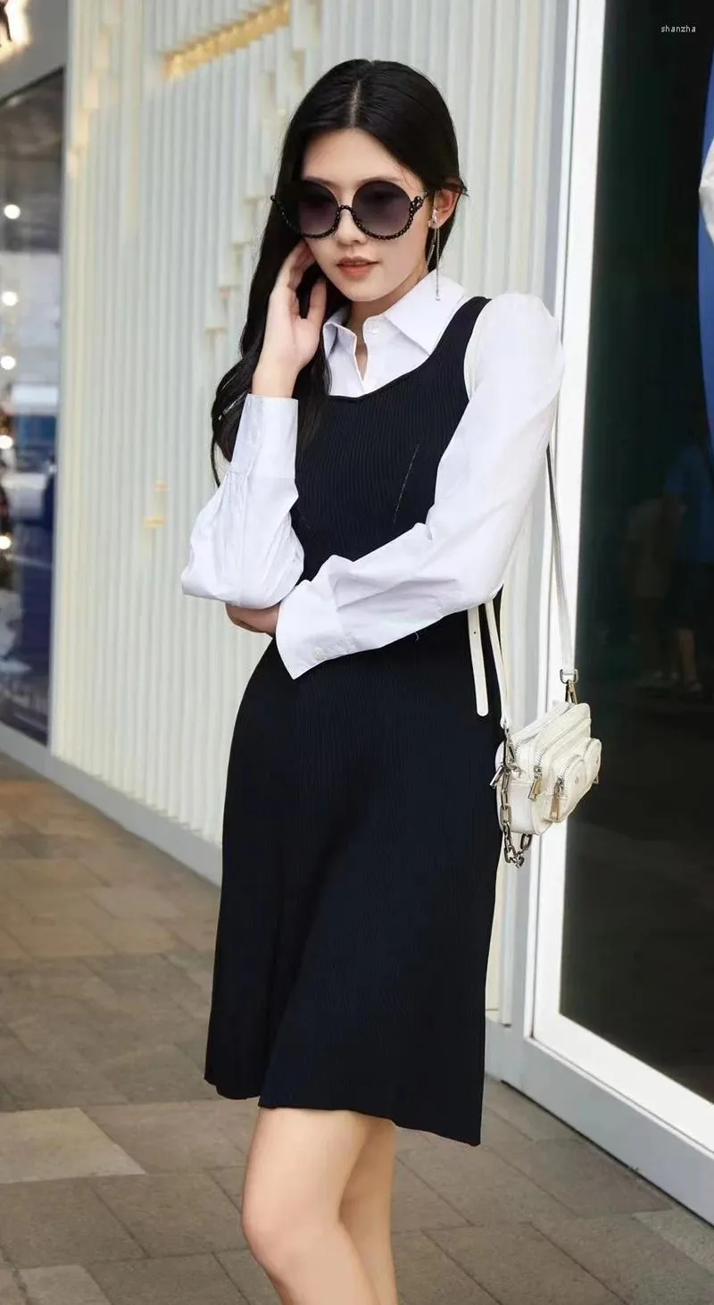 Casual Dresses One Piece Cotton Knitted Long Sleeve Turn-down Collar  Patchwork Color Block White from Dhgate Basic & Casual Dresses