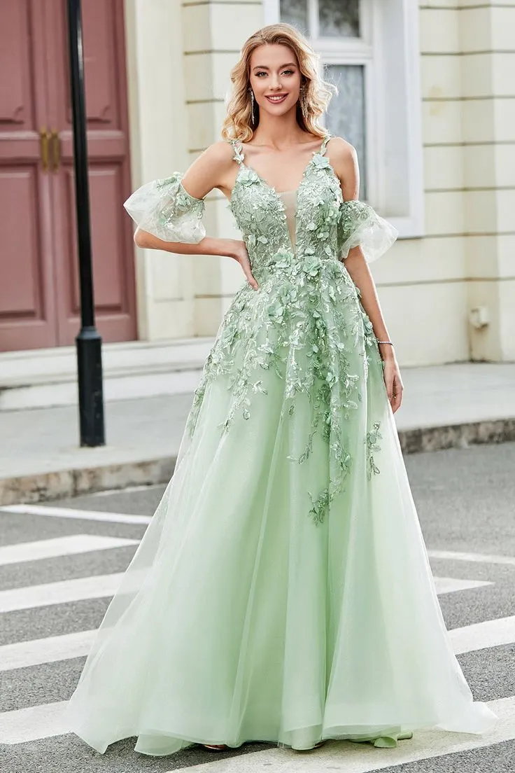 V-neck Black Tulle Elegant A-line Prom Dresses, 3D tulle Floral Detachable Sleeves, Newest Prom Dresses, Little Black Dresses V-neck Black Tulle Elegant A-line Prom Dresses, 3D tulle Floral Detachable Sleeves, Newest Prom Dresses, Little Black Dresses