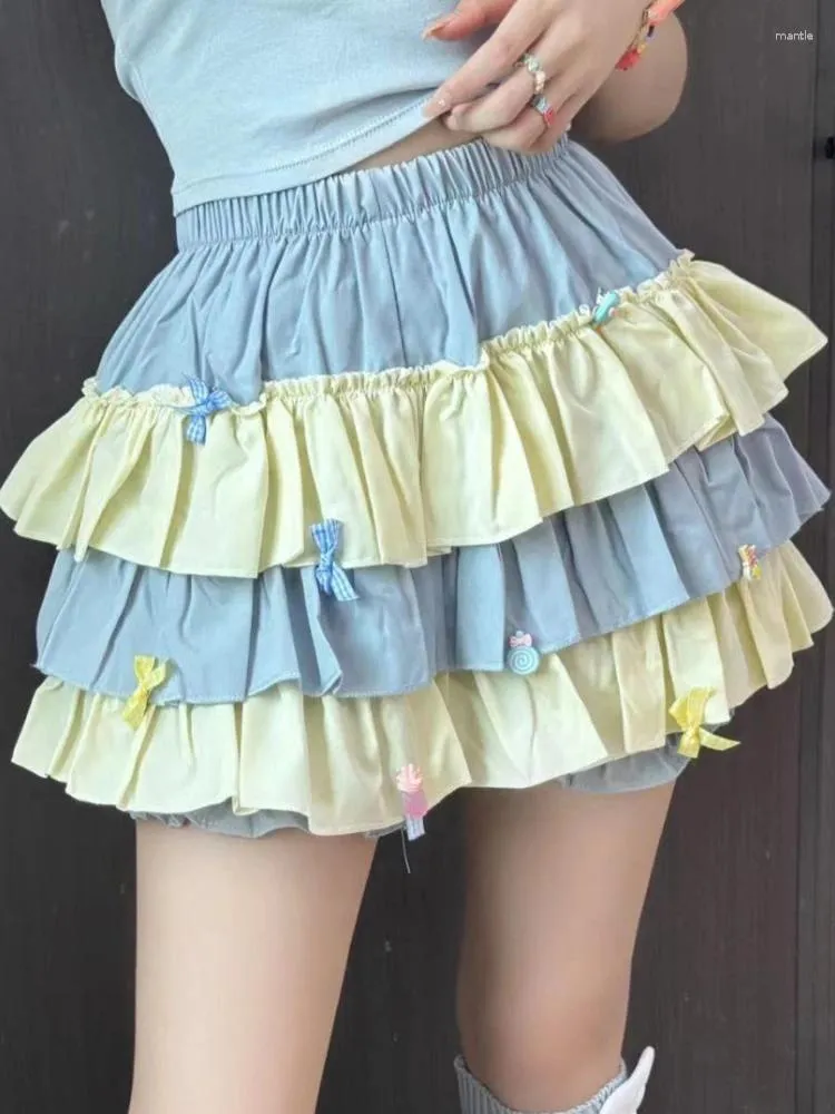Skirts Princess Style Retro Sweet Skirt Women Summer Cute Stack Female Korean Pure Desire High Waist Y2k Slim Mini 2024