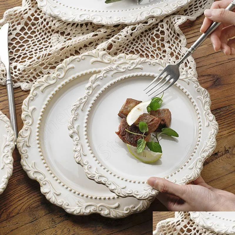 NEW Vintage Ceramic Dinner Plate Nordic Elegance for Restaurants Homes