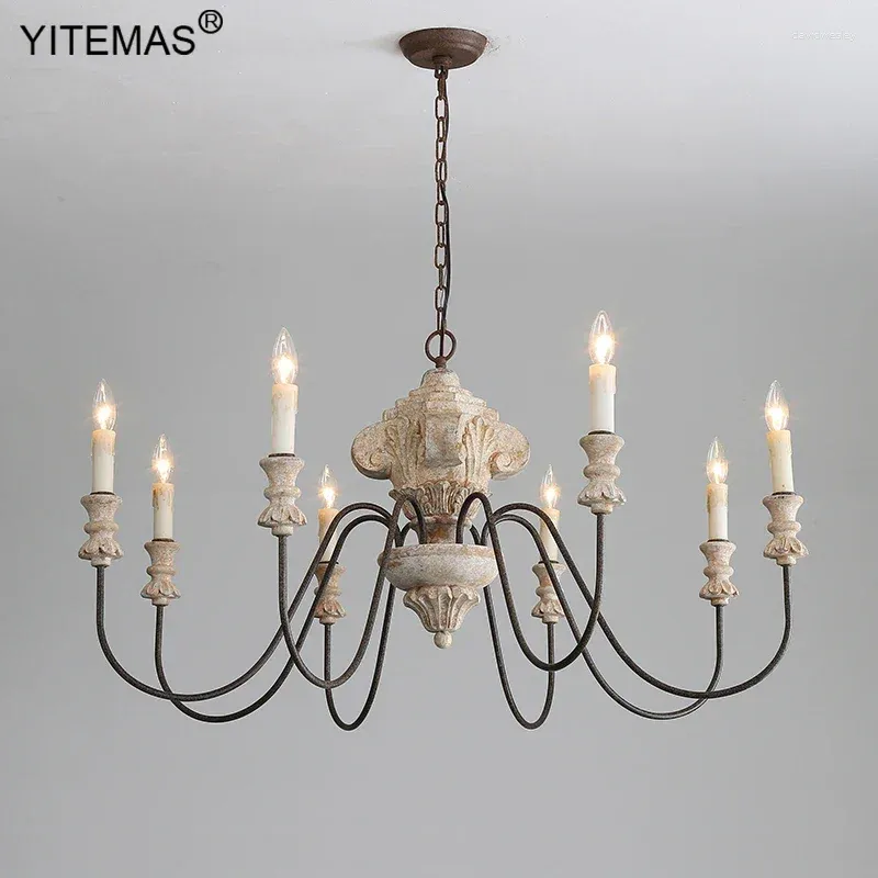 Large Wooden Chandelier - 8 Light Farmhouse Style, 102cm Diameter ...