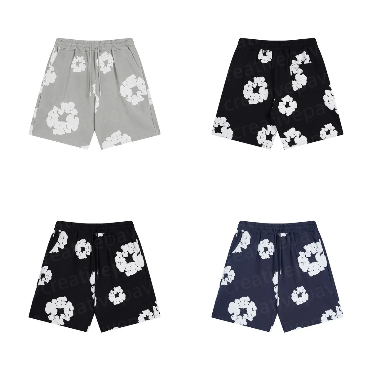 100% Cotton Designer Puff Flower Summer Shorts: Comfy Bohemian Wear for Men  and Women