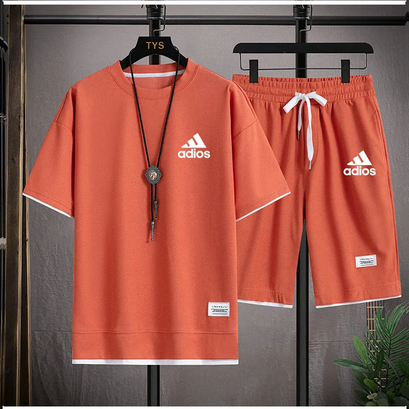 orange adidas short set