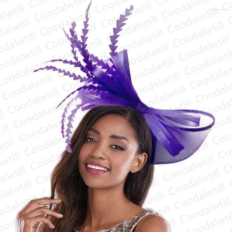 Feather Fascinator Purple Wedding Hats And Fascinators Womens