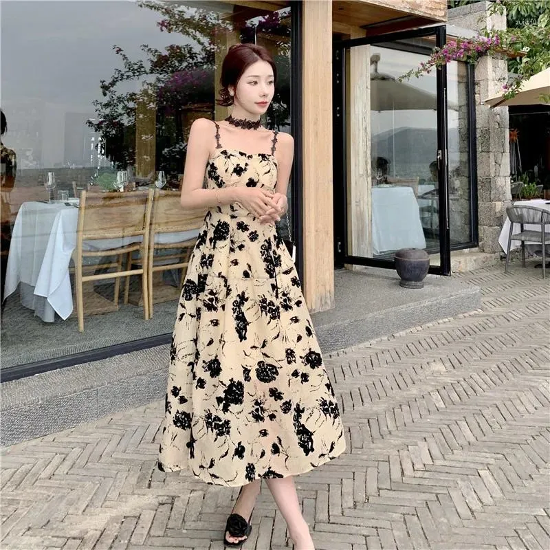 Midi casual dress summer floral sleeveless vintage cut for women evening  party Korean style fashion from Dhgate Basic & Casual Dresses - price 32.89