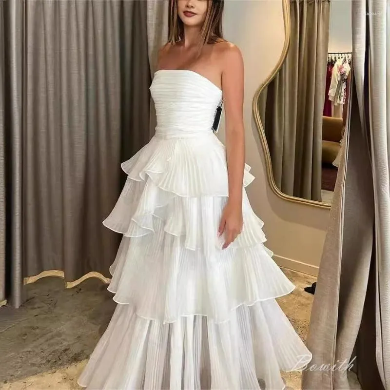 strapless open back dress WHITE ORGANZA DRAPED OVERLAY DRESS  THA SEEN