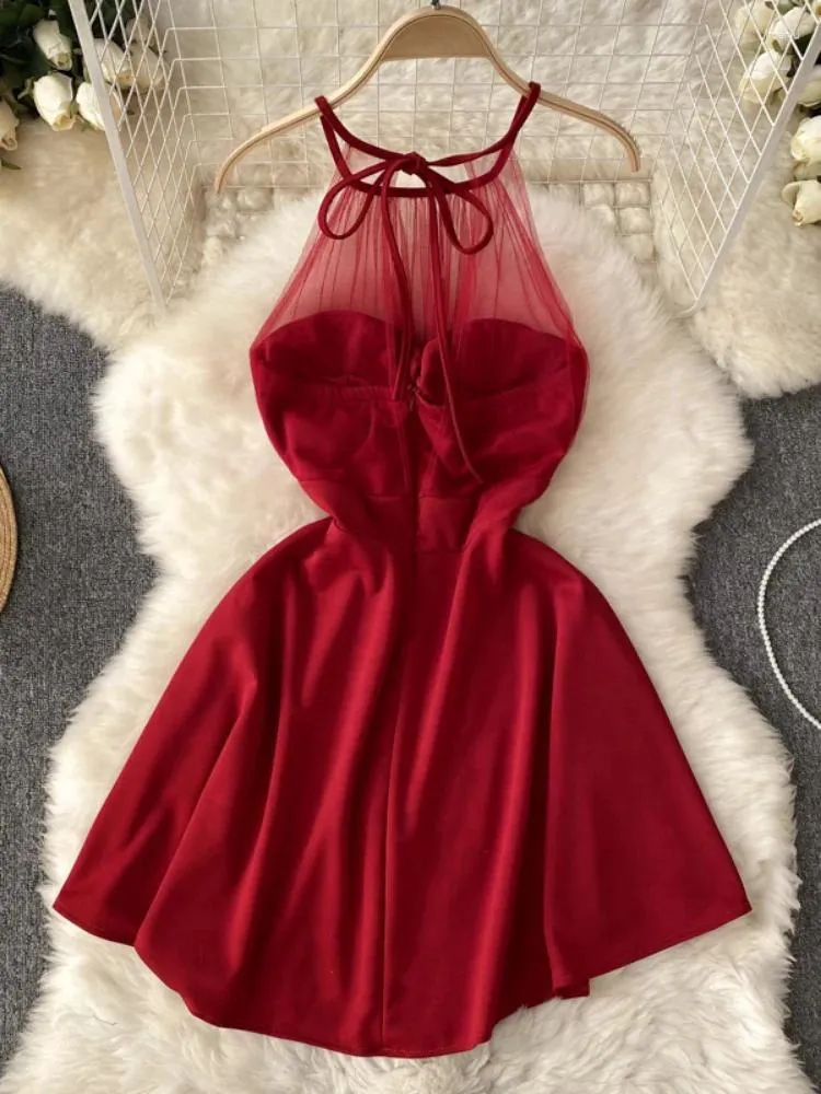Cotton Gauze Casual Dress Women Mesh Patchwork Sleeveless Halter Neck  Zipper Summer Vestidos from Dhgate Basic & Casual Dresses - price 32.89