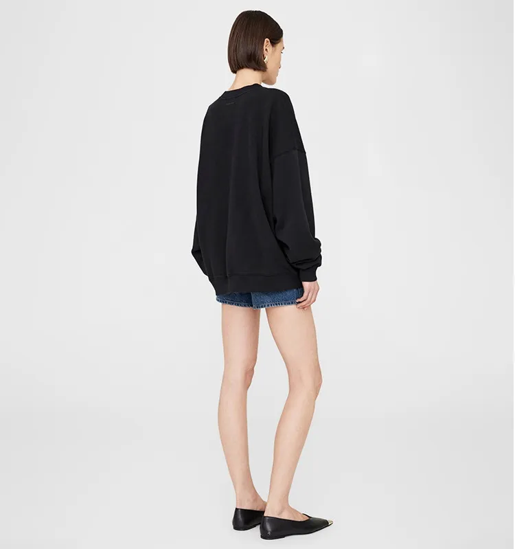 Suéteres bordados AB, sudaderas holgadas de vellón negro para mujer, sudaderas con cuello redondo de diseñador, sudaderas suaves de algodón puro a la moda_voghion.com
