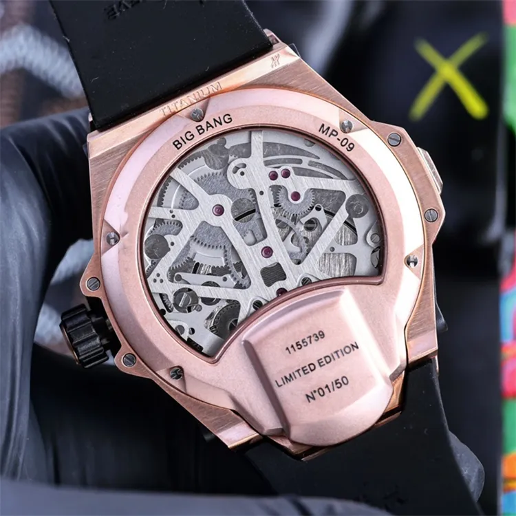 MP-09 Montre de luxe mens Watches 45mm Imported manual mechanical movement steel case luxury watch Wristwatches Relojes