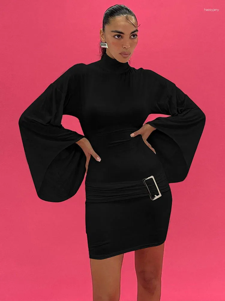 Elegant Simplicity Solid Turtleneck Wrapped Skirt Dresses Elegant Simplicity Solid Turtleneck Wrapped Skirt Dresses