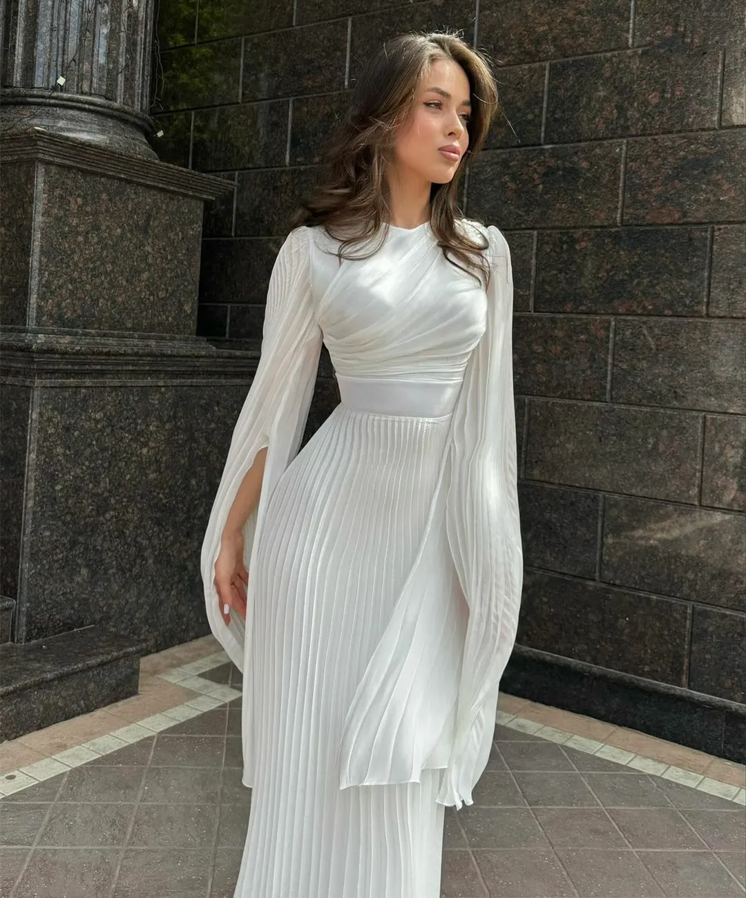 ivory chiffon prom dress Vintage & Classic Ivory Square Neck Chiffon Evening Dress Prom Dress US16 / Custom Color