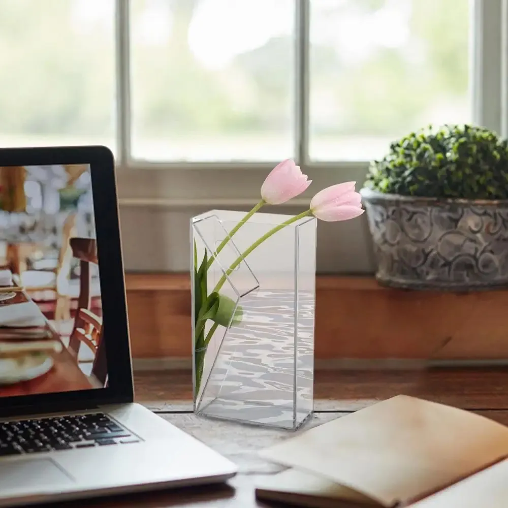 Clear Acrylic Flower Vase for Home Décor | Modern Shatterproof ...