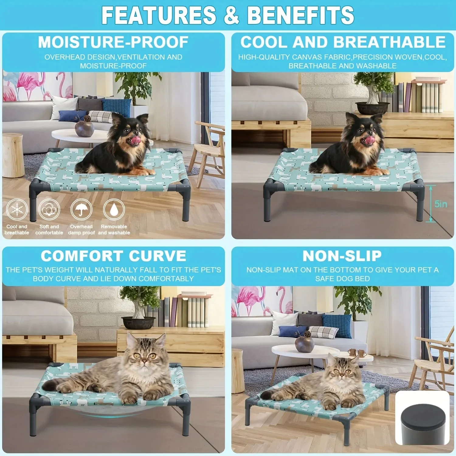 DHgate Elevated Dog Bed with Detachable Hammock Washable Mat Non Slip Waterproof Raised Cot for Small Medium and Large Dogs Home Garden
