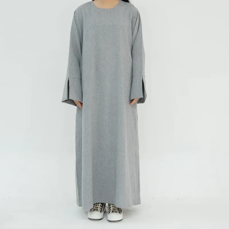 Ethnic Cotton Linen Abaya Dress for Women Dubai Style Gray Black Polyester  Broadcloth Loose Fit from Dhgate Ethnic Clothing - price 53.05