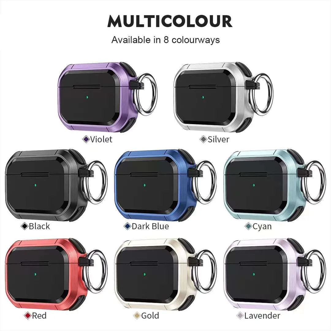 Titanium AirPods Pro Case PC+TPU Protective Cover with Carabiner