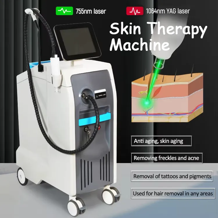 New Arrival Powerful Alex Nd Yag Laser Skin Whitening Pigment Tattoo Removal Fast Hair Removal Machine 3500W Vascular Therapy Remove Freckle Birthmark