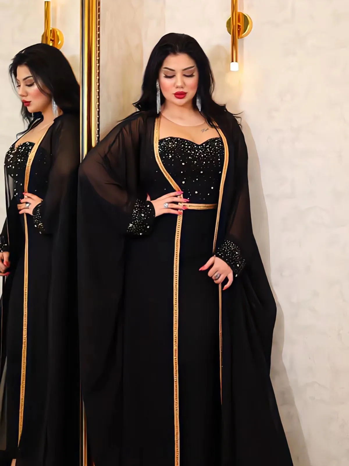 Black Mermaid Bridesmaid Dress, Chiffon Long Two Piece, Beaded Crystal,  Plus Size, Mother of the Bride Gown from Dhgate Mother's Dresses - price  352.68