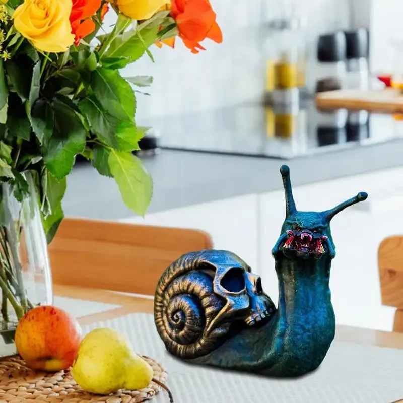 JaeyiTfu Halloween Snail Skull Resin Statue - Creepy Skull Shell Decor For Spooky Garden & Home