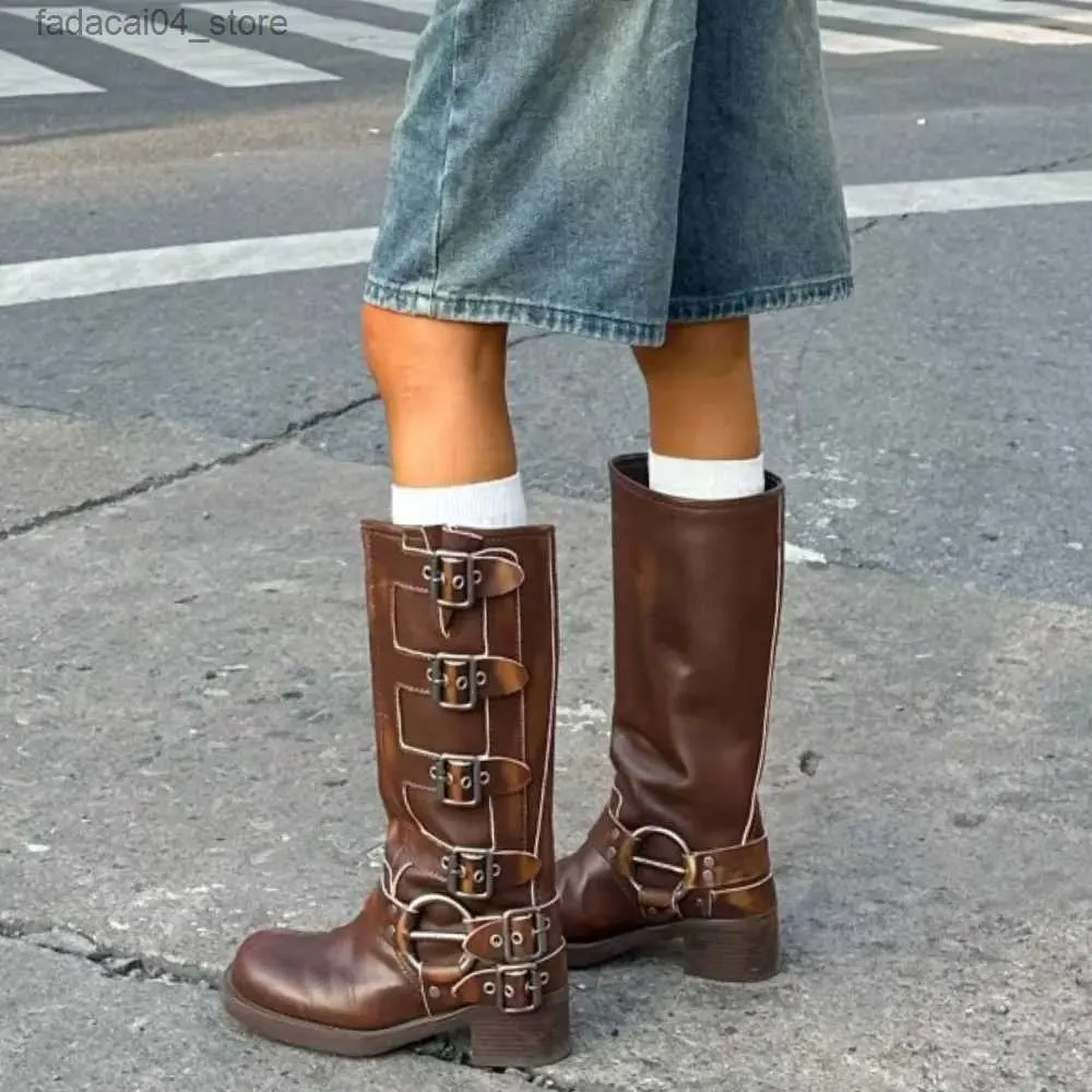Boots High Quality Wasteland Punk Y2k Vintage Moto From