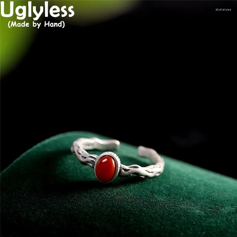 Vintage Adjustable Ring For Women – Retro White Gold Red Gemstone, Handmade Boho Statement Ring