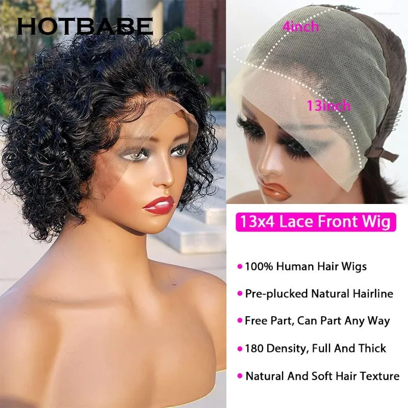 13x4 Lace Pixie Cut Wig Short Curly Bob Transparent Wigs for Women Honey Blonde Frontal Brazilian Preplucked 180